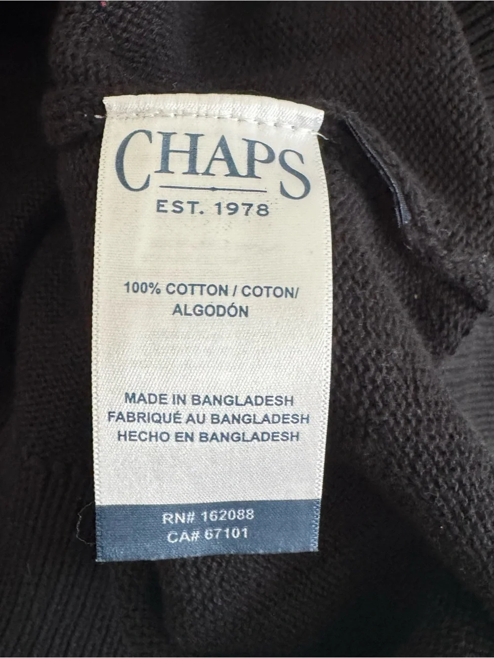 Chaps Mens 2XL Full Zip Christmas Sweater NWT Black Snowflake Mock Neck Cotton - Picture 12 of 14